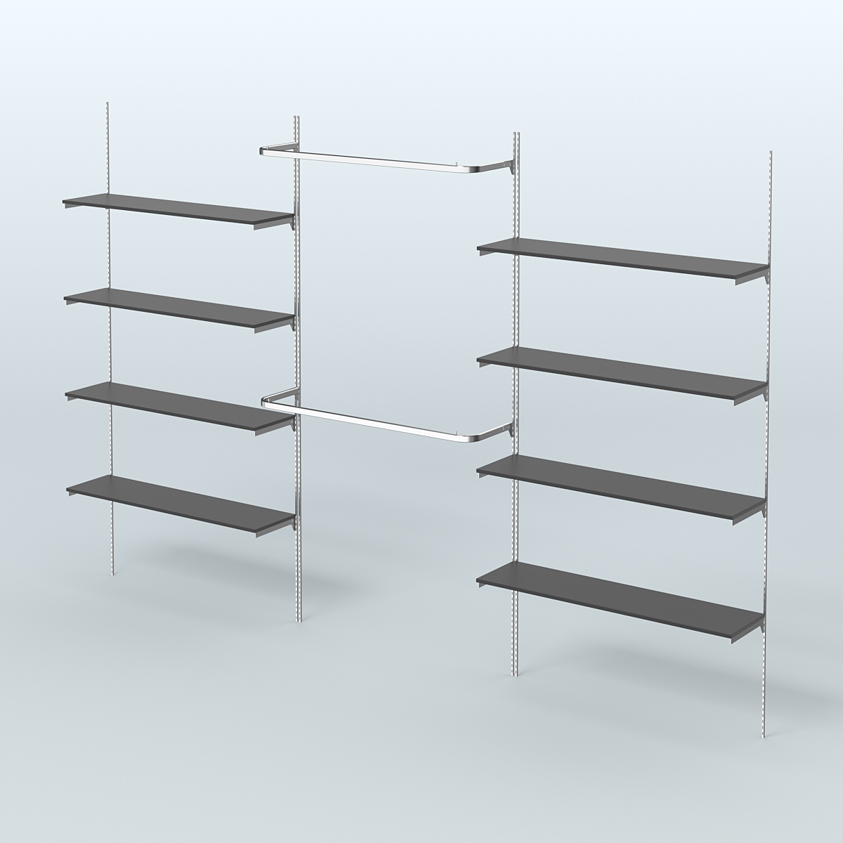 Neo Fix №7 с открытыми полками из ДСП и поручнями (3600 мм) Черный