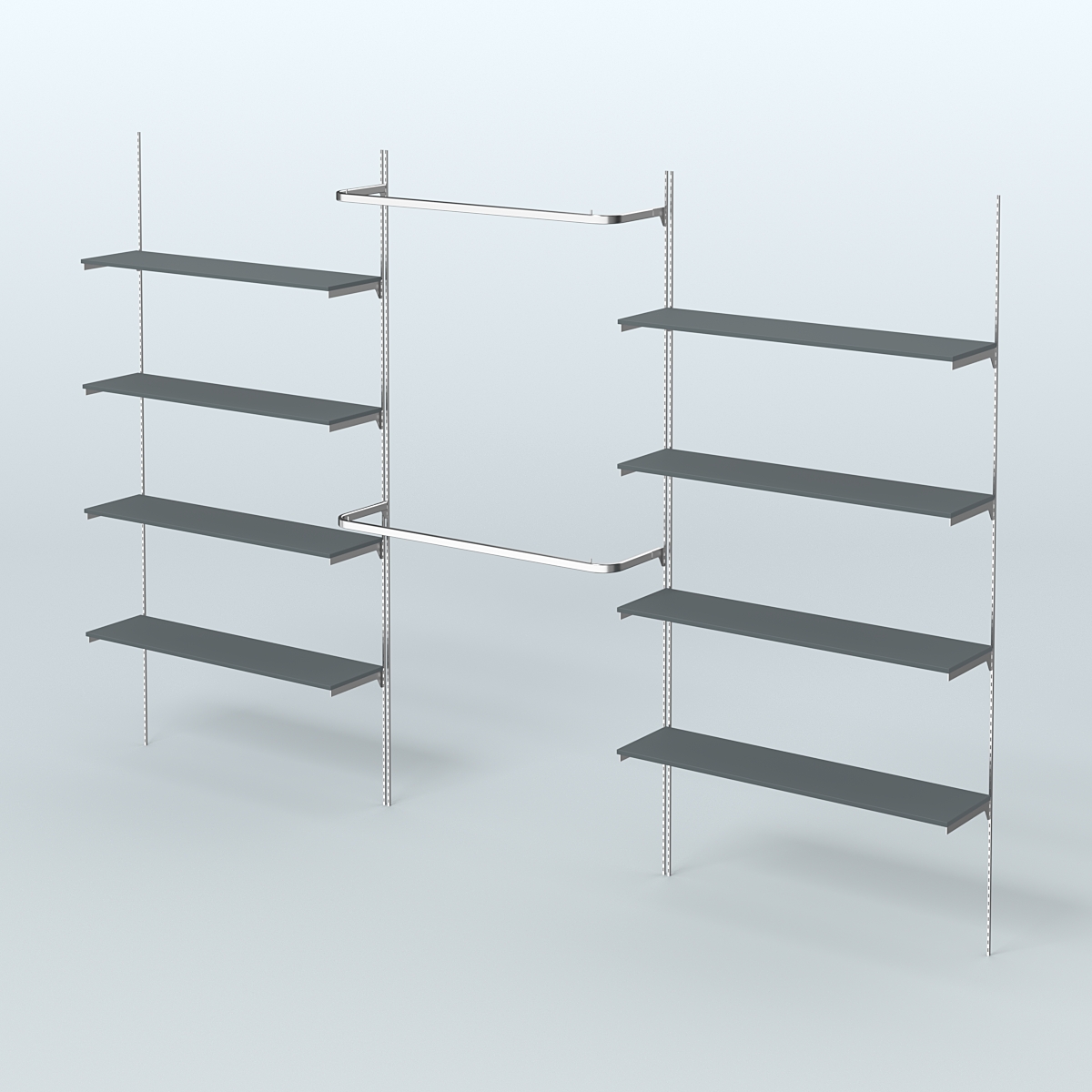 Neo Fix №7 с открытыми полками из ДСП и поручнями (3600 мм) Темно-Серый