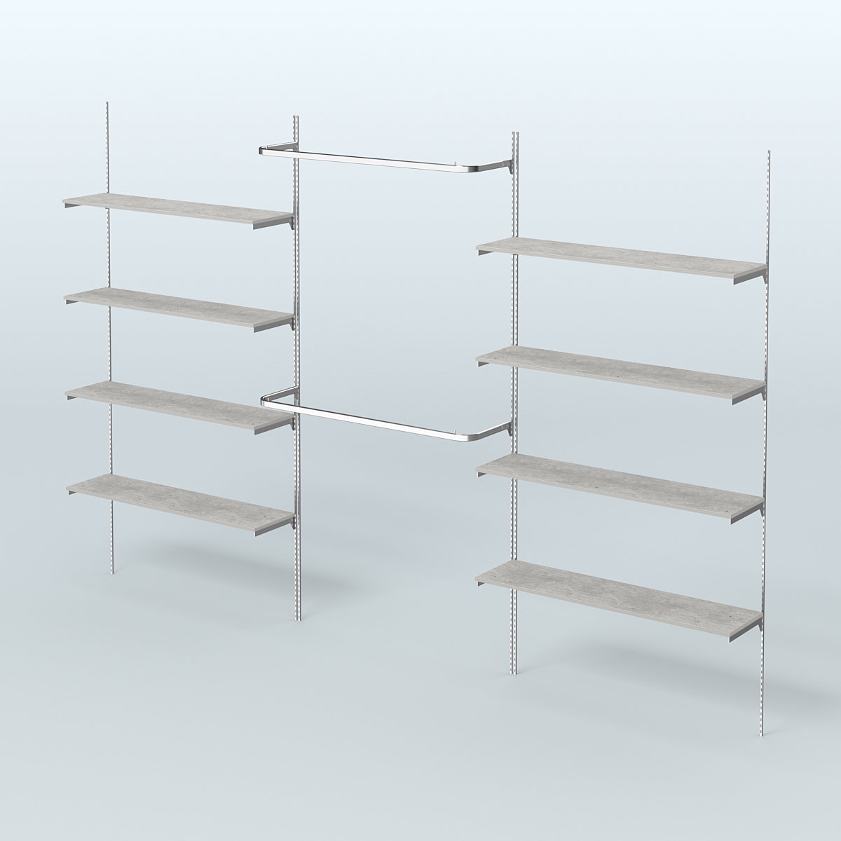 Neo Fix №7 с открытыми полками из ДСП и поручнями (3600 мм) Метрополитан Грей