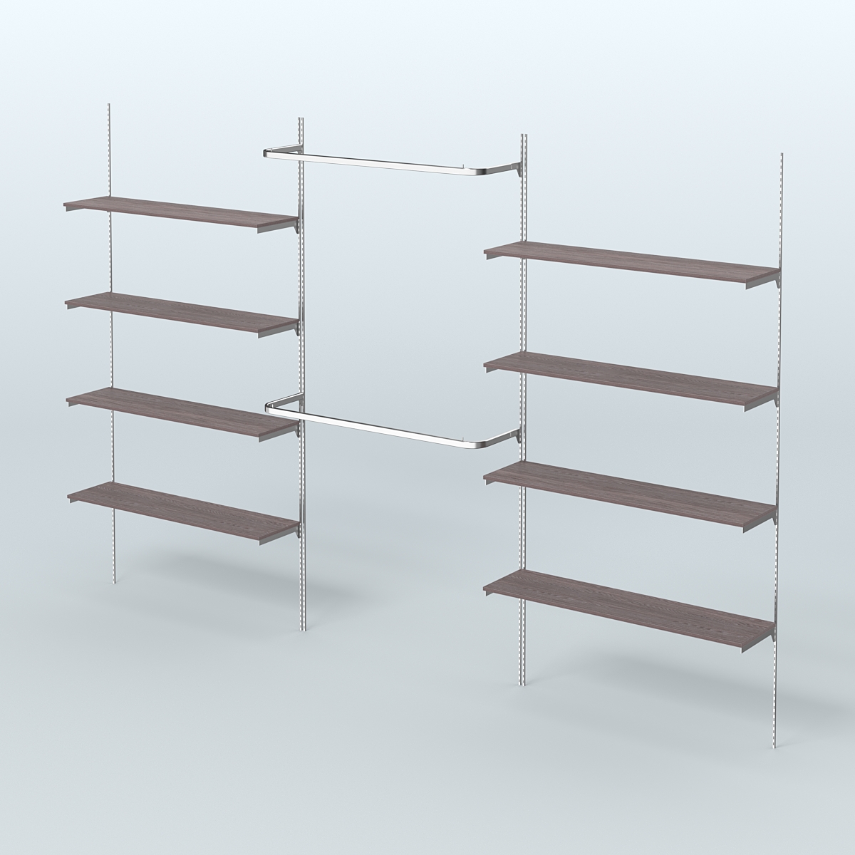 Neo Fix №7 с открытыми полками из ДСП и поручнями (3600 мм) Ясень Анкор темный