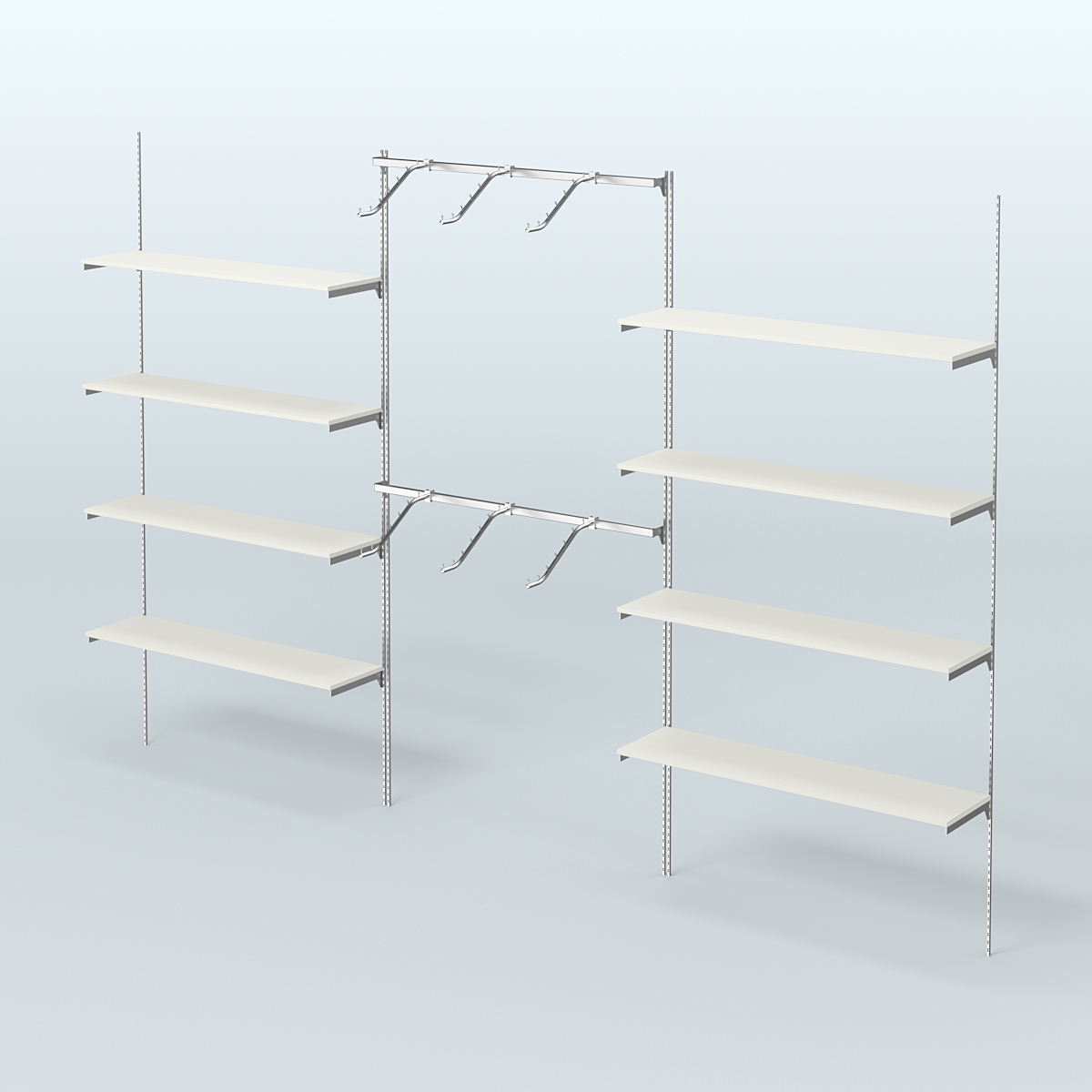 Neo Fix №11 с полками из ДСП и хромированными поручнями (3600 мм) Белый