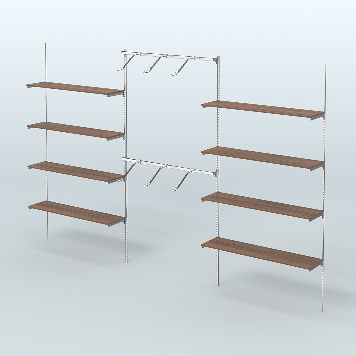 Neo Fix №11 с полками из ДСП и хромированными поручнями (3600 мм) Орех