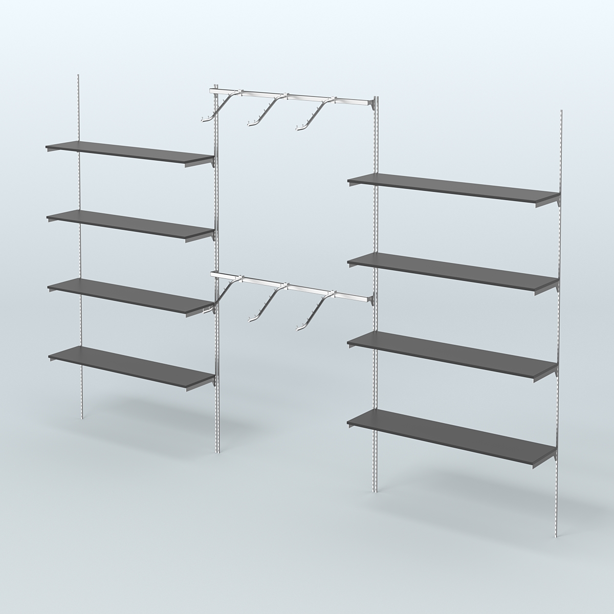 Neo Fix №11 с полками из ДСП и хромированными поручнями (3600 мм) Черный