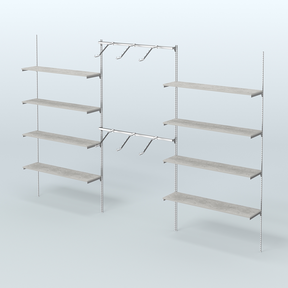 Neo Fix №11 с полками из ДСП и хромированными поручнями (3600 мм) Метрополитан Грей