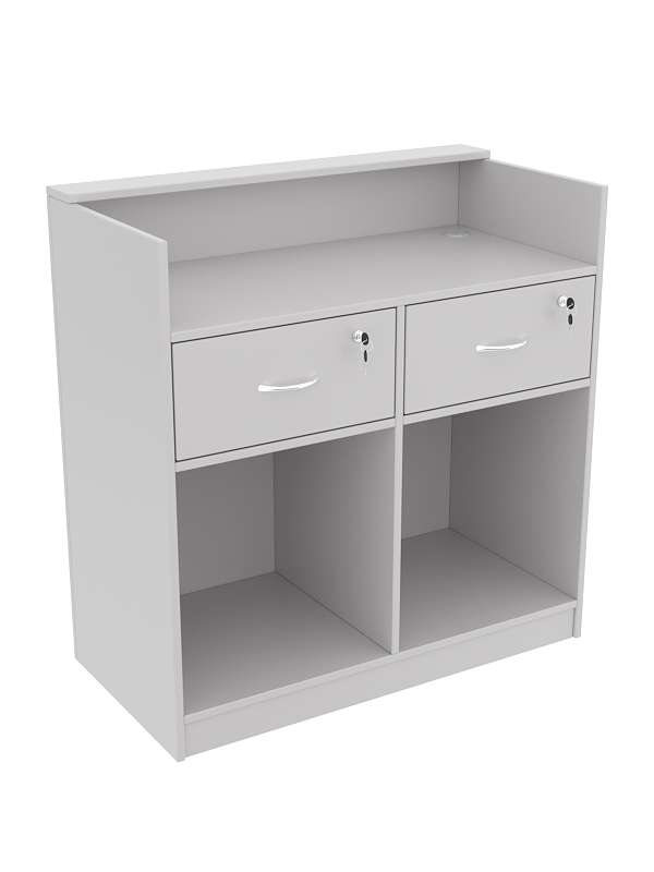 Прилавок Истра под кассу №1 прямоугольный с двумя ящиками Серый