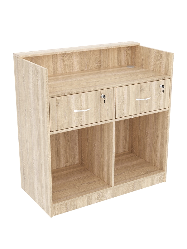 Прилавок Истра под кассу №1 прямоугольный с двумя ящиками Дуб Сонома