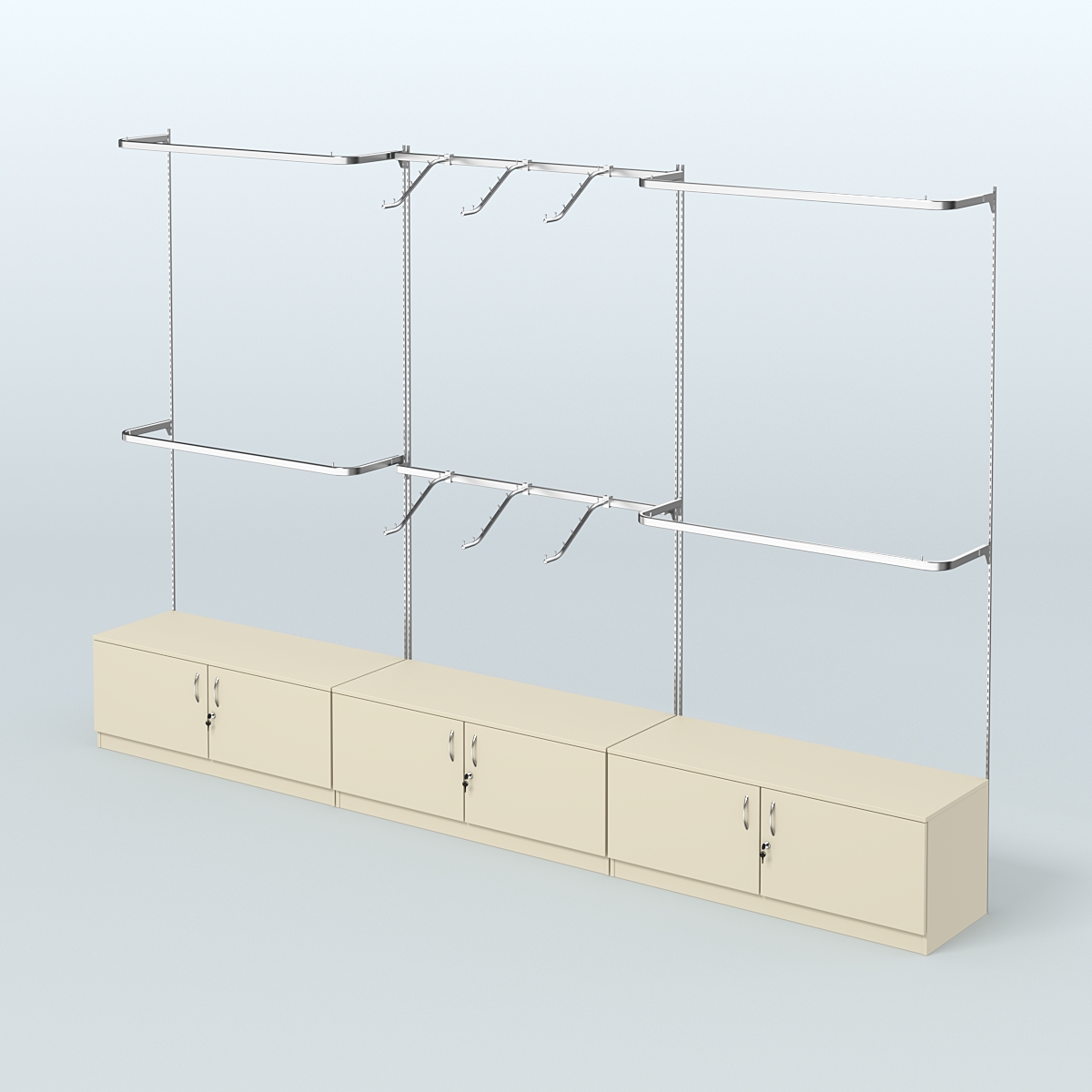 Система Neo Fix с хромированными поручнями №1 и тумбами T-21 Крем Вайс