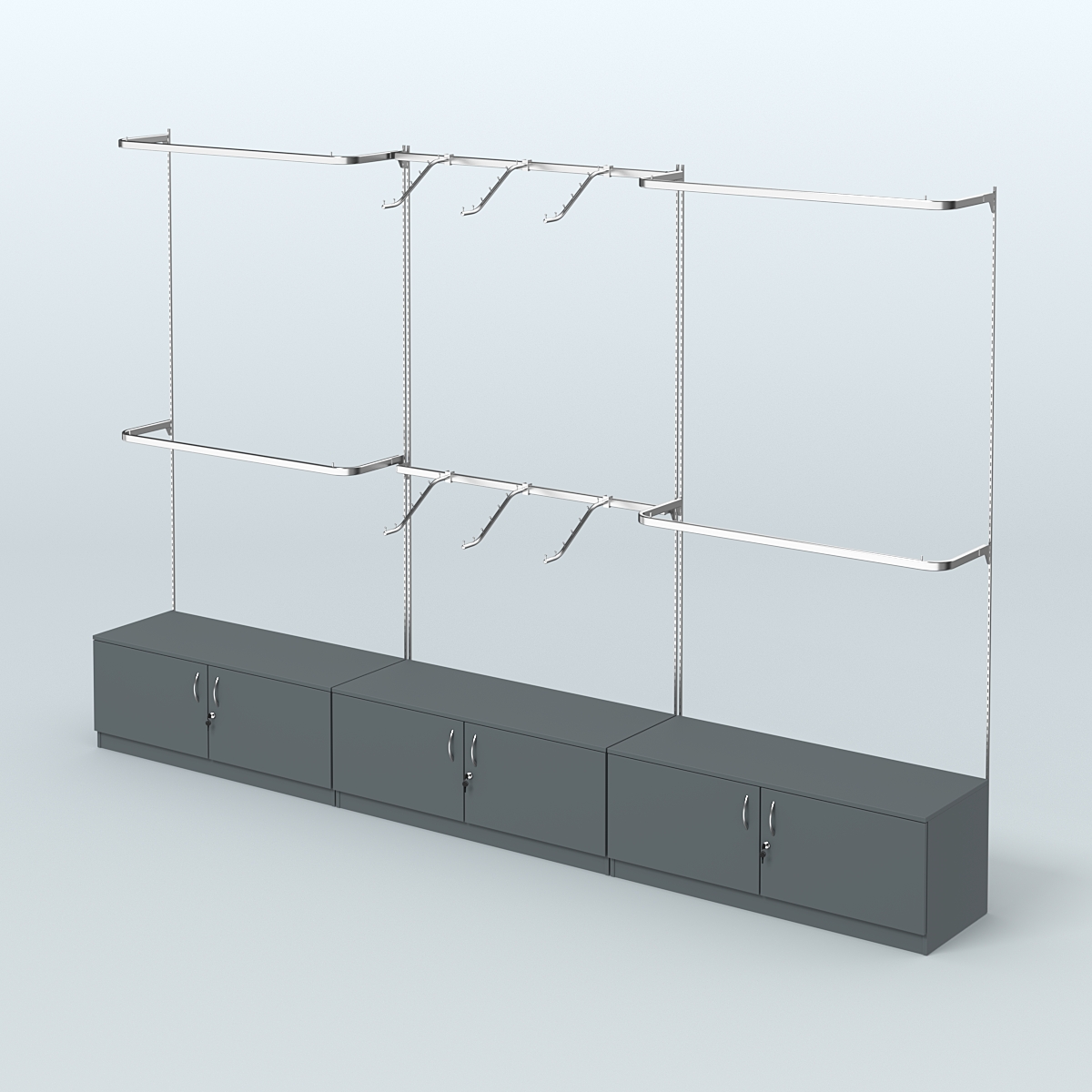 Система Neo Fix с хромированными поручнями №1 и тумбами T-21 Темно-Серый