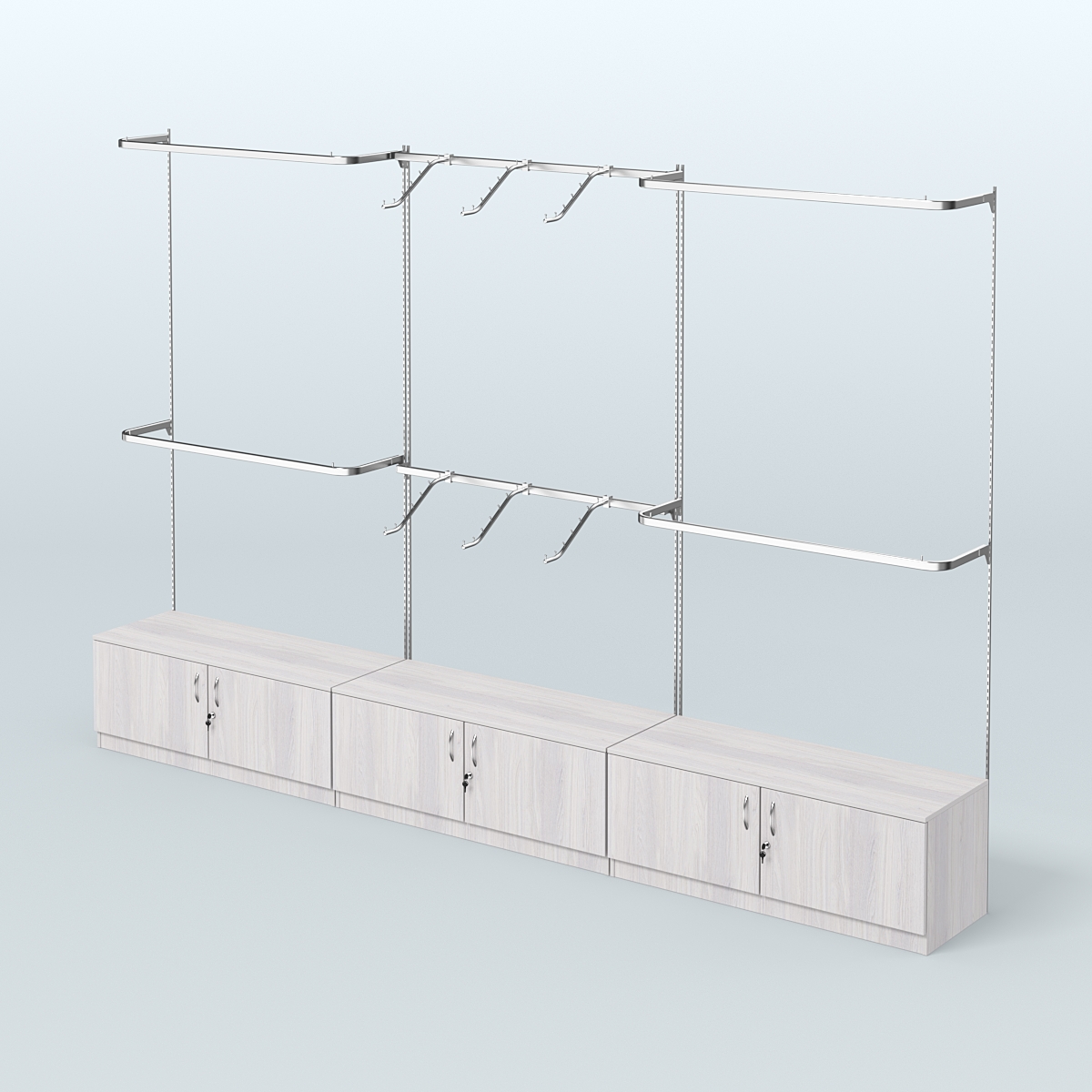 Система Neo Fix с хромированными поручнями №1 и тумбами T-21 Ясень Анкор светлый