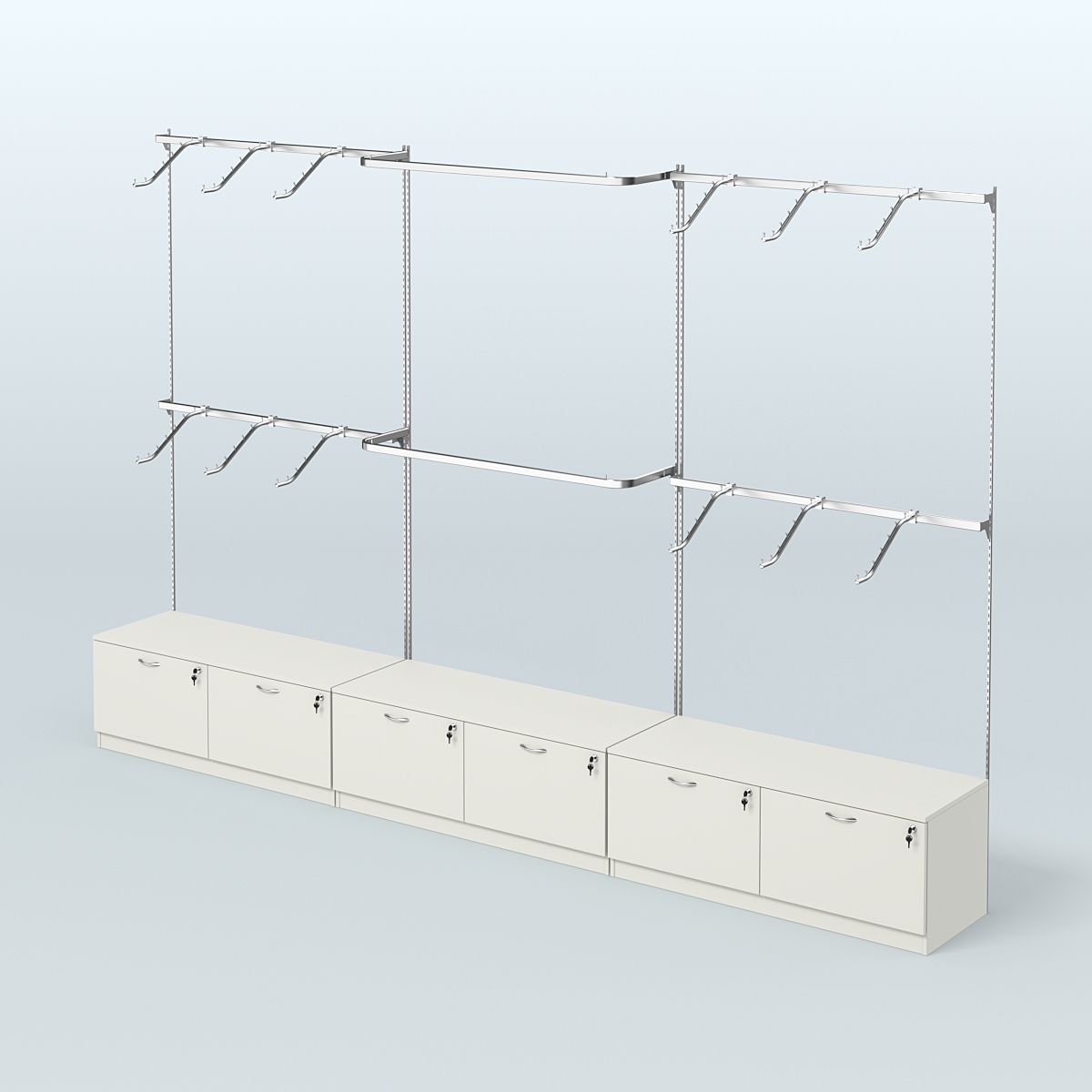 Система Neo Fix с разными видами поручней №2 и тумбами T-11 Белый