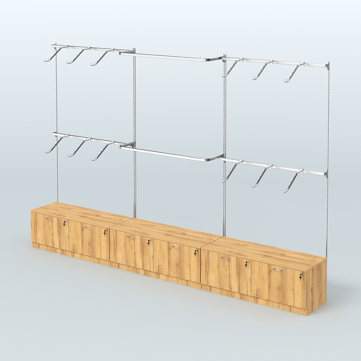 Система Neo Fix с разными видами поручней №2 и тумбами T-11 Дуб Золотистый