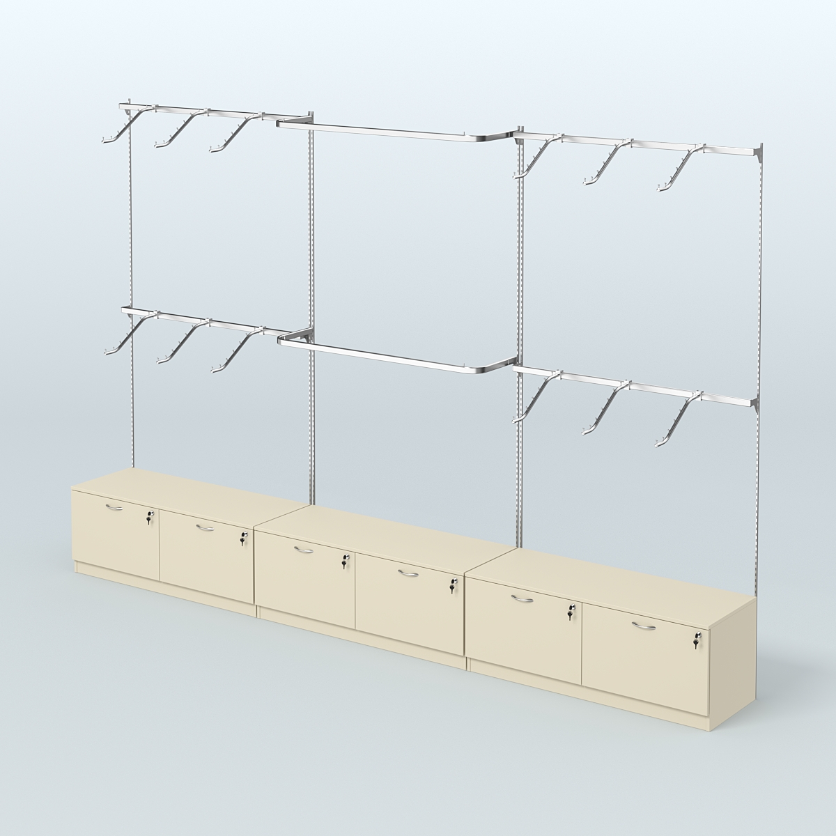 Система Neo Fix с разными видами поручней №2 и тумбами T-11 Крем Вайс