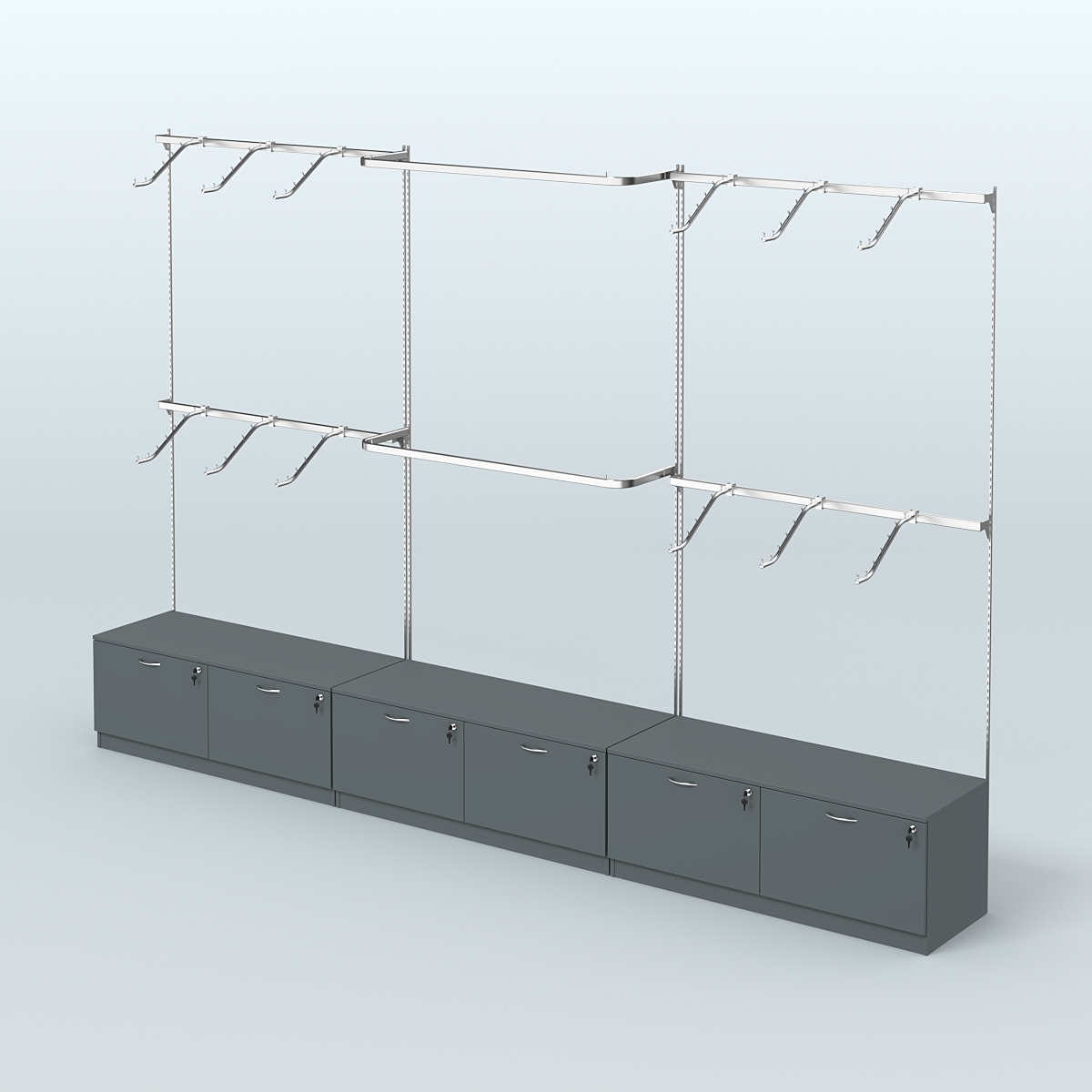 Система Neo Fix с разными видами поручней №2 и тумбами T-11 Темно-Серый