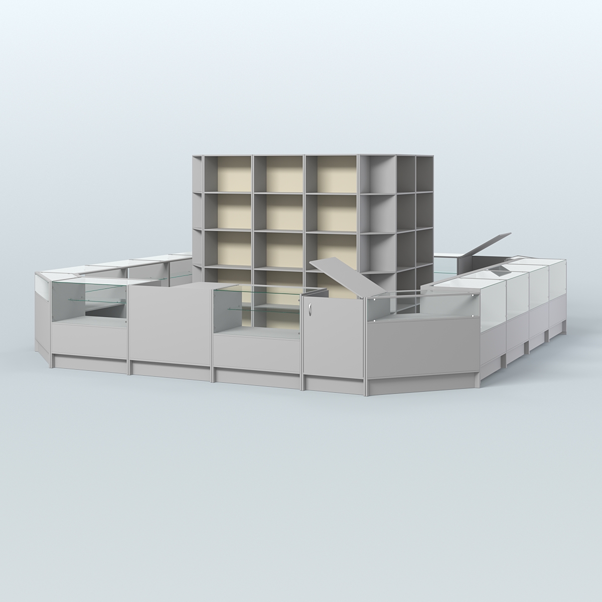 Торговый Островок "Эконом" №1-1 (25, 1 кв.м) Серый + Крем Вайс