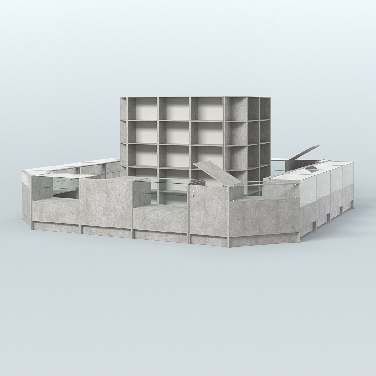 Торговый Островок "Эконом" №1-1 (25, 1 кв.м) Метрополитан Грей + Белый