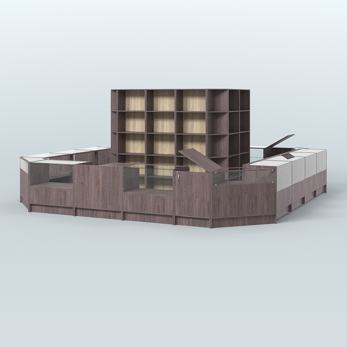 Торговый Островок "Эконом" №1-1 (25, 1 кв.м) Ясень Анкор темный и Дуб Сонома