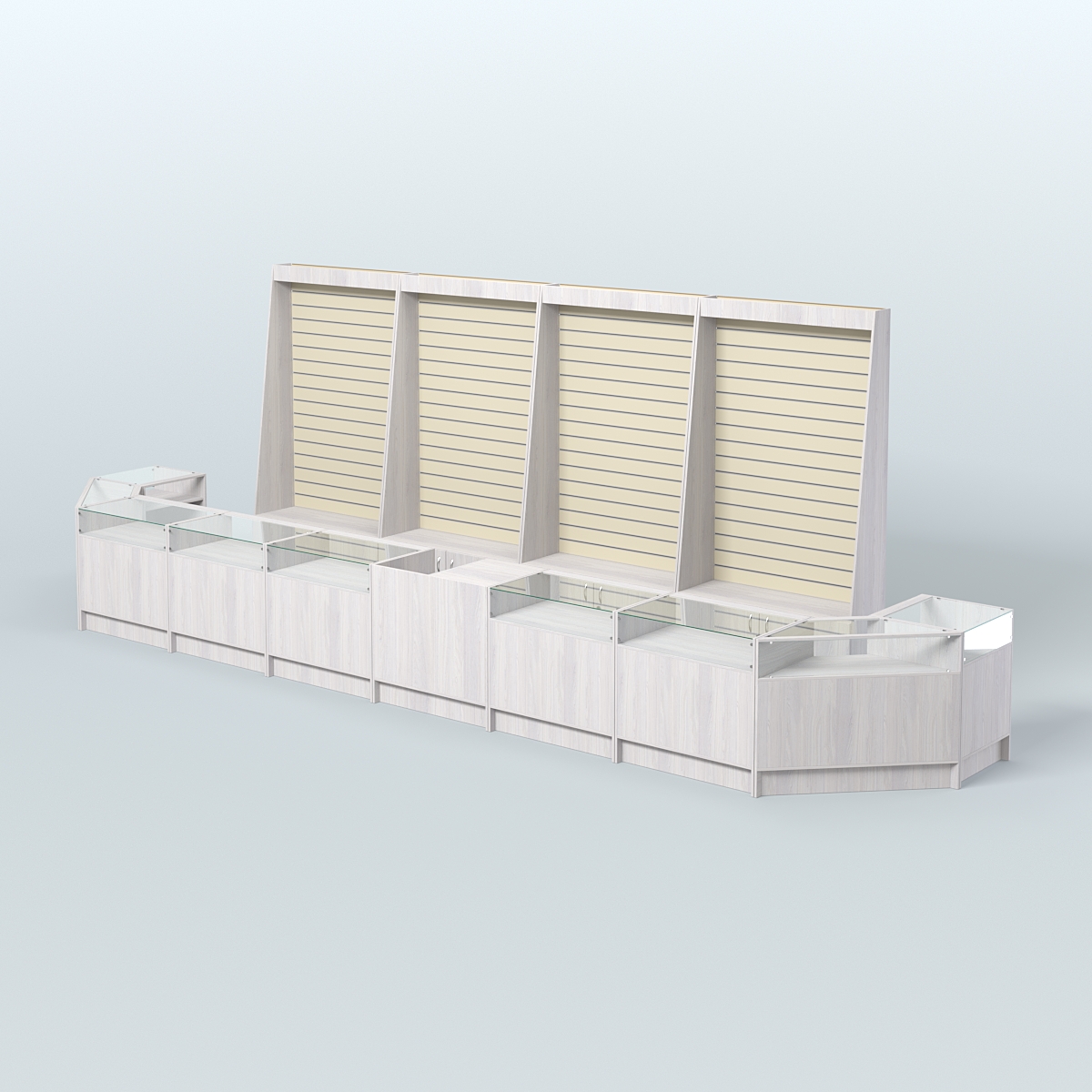 Торговый Островок "Эконом" №7 (12, 4 кв.м) Ясень Анкор светлый и Крем Вайс