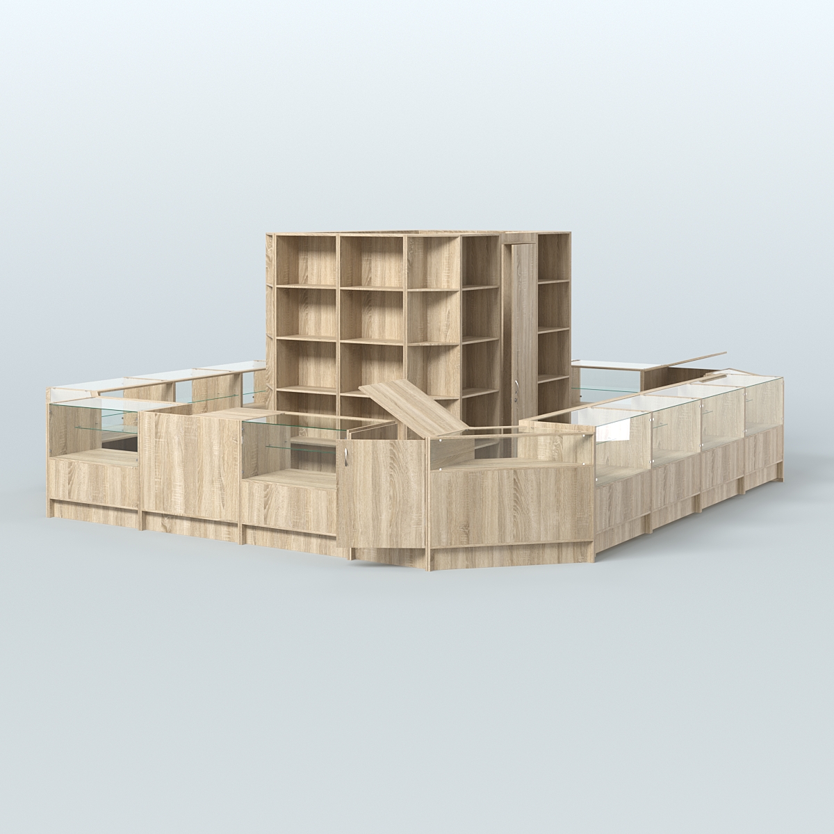 Торговый Островок "Эконом" №1-2 с помещением под склад (25, 1 кв.м) Дуб сонома