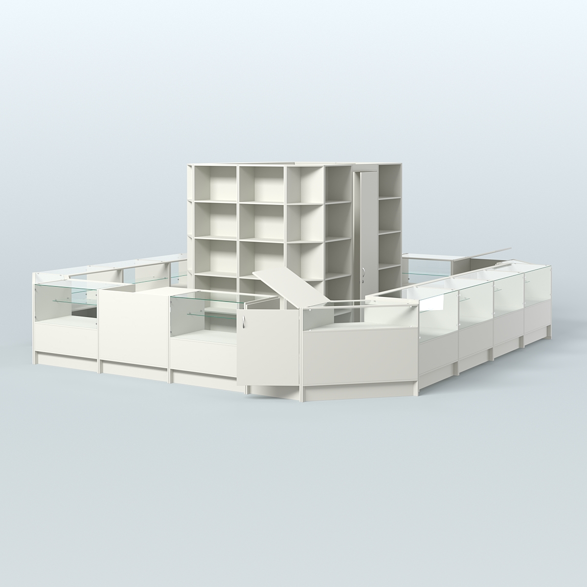 Торговый Островок "Эконом" №1-2 с помещением под склад (25, 1 кв.м) Белый