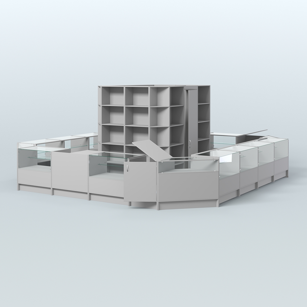 Торговый Островок "Эконом" №1-2 с помещением под склад (25, 1 кв.м) Серый