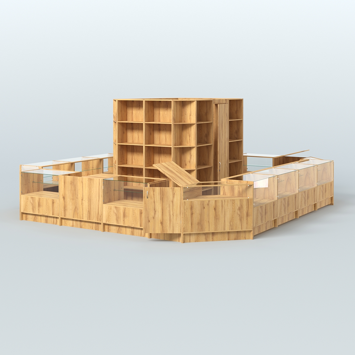 Торговый Островок "Эконом" №1-2 с помещением под склад (25, 1 кв.м) Дуб Золотистый