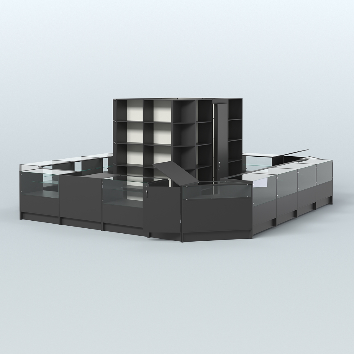 Торговый Островок "Эконом" №1-2 с помещением под склад (25, 1 кв.м) Черный и Белый