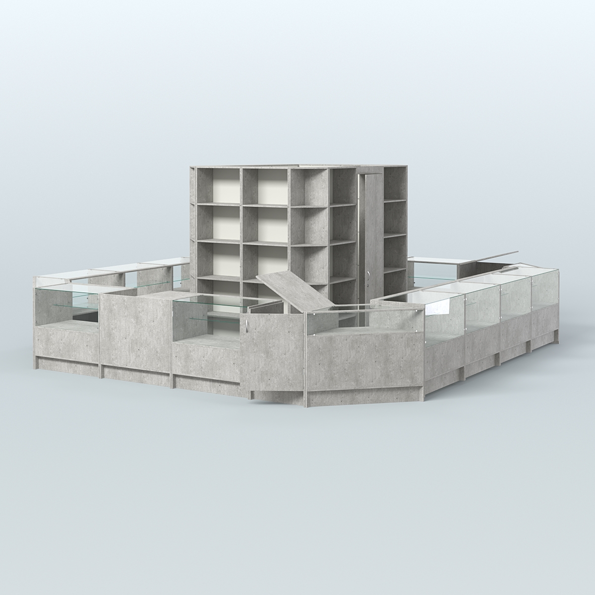 Торговый Островок "Эконом" №1-2 с помещением под склад (25, 1 кв.м) Метрополитан Грей + Белый