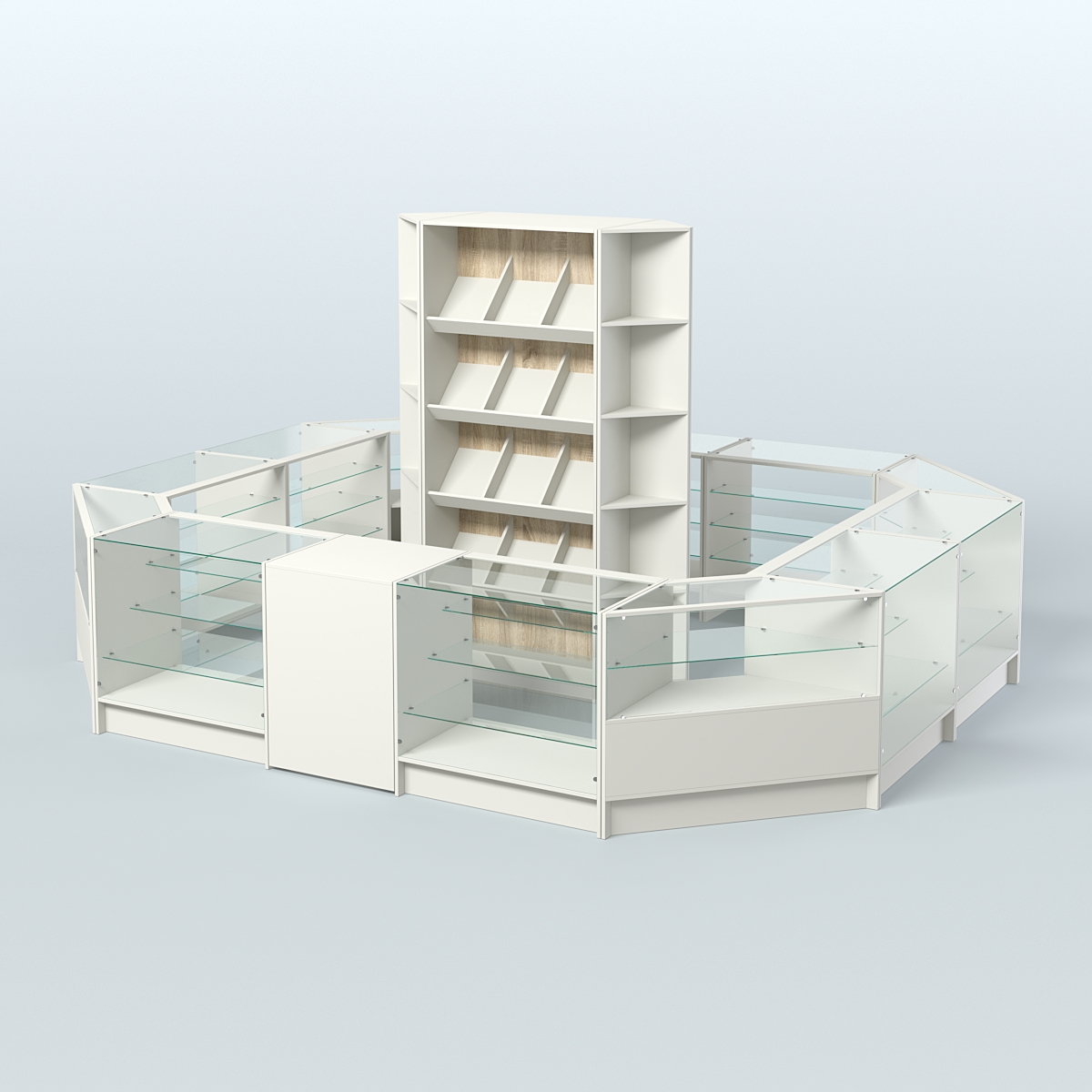 Торговый Островок "Эконом" №14 (13, 3 кв.м) Белый + Дуб Сонома