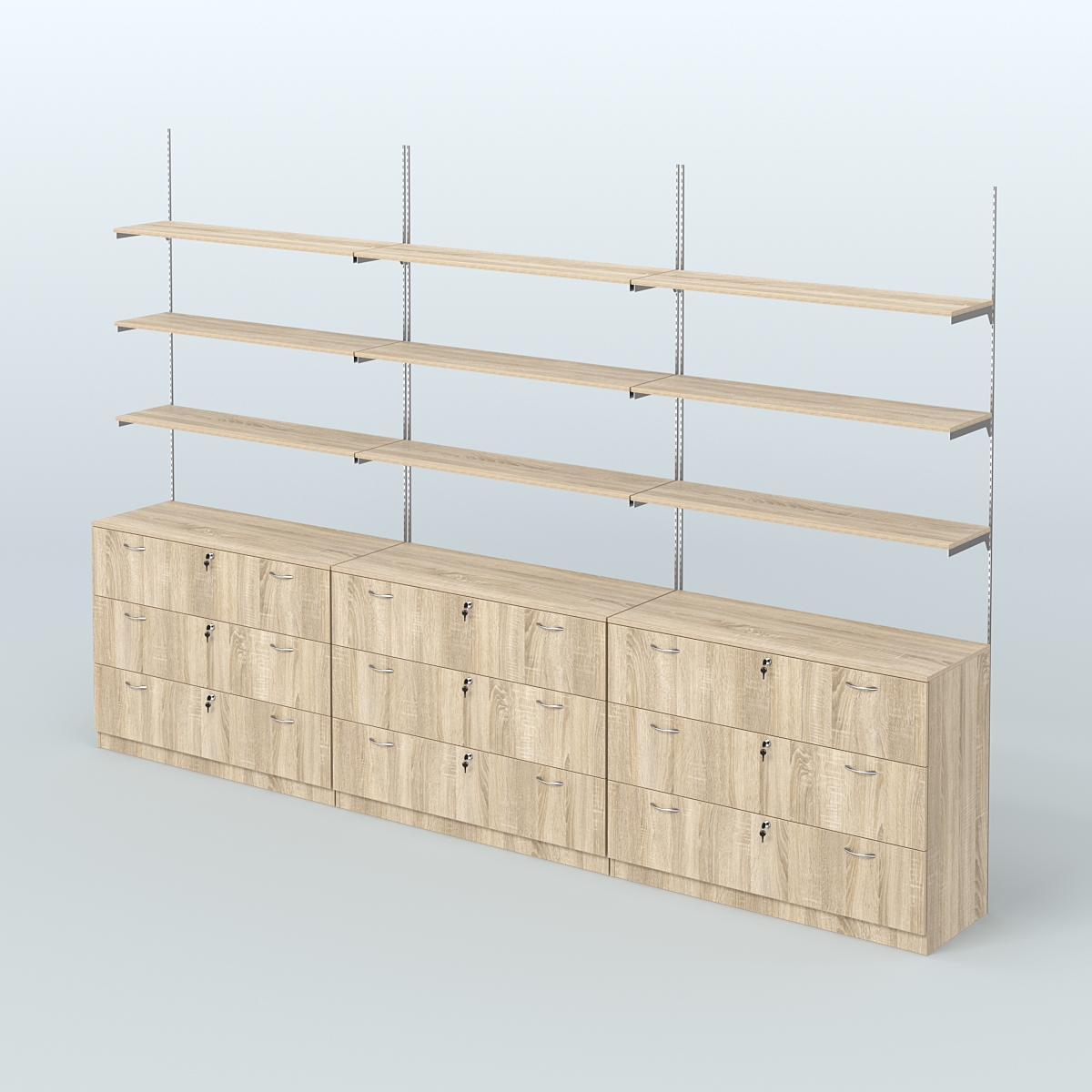 Система Neo Fix №7 с полками из ДСП и тумбами T-13 Дуб Сонома