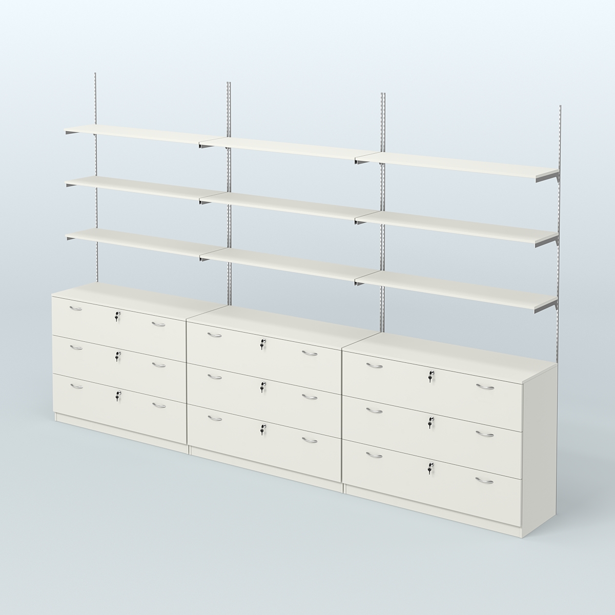 Система Neo Fix №7 с полками из ДСП и тумбами T-13 Белый