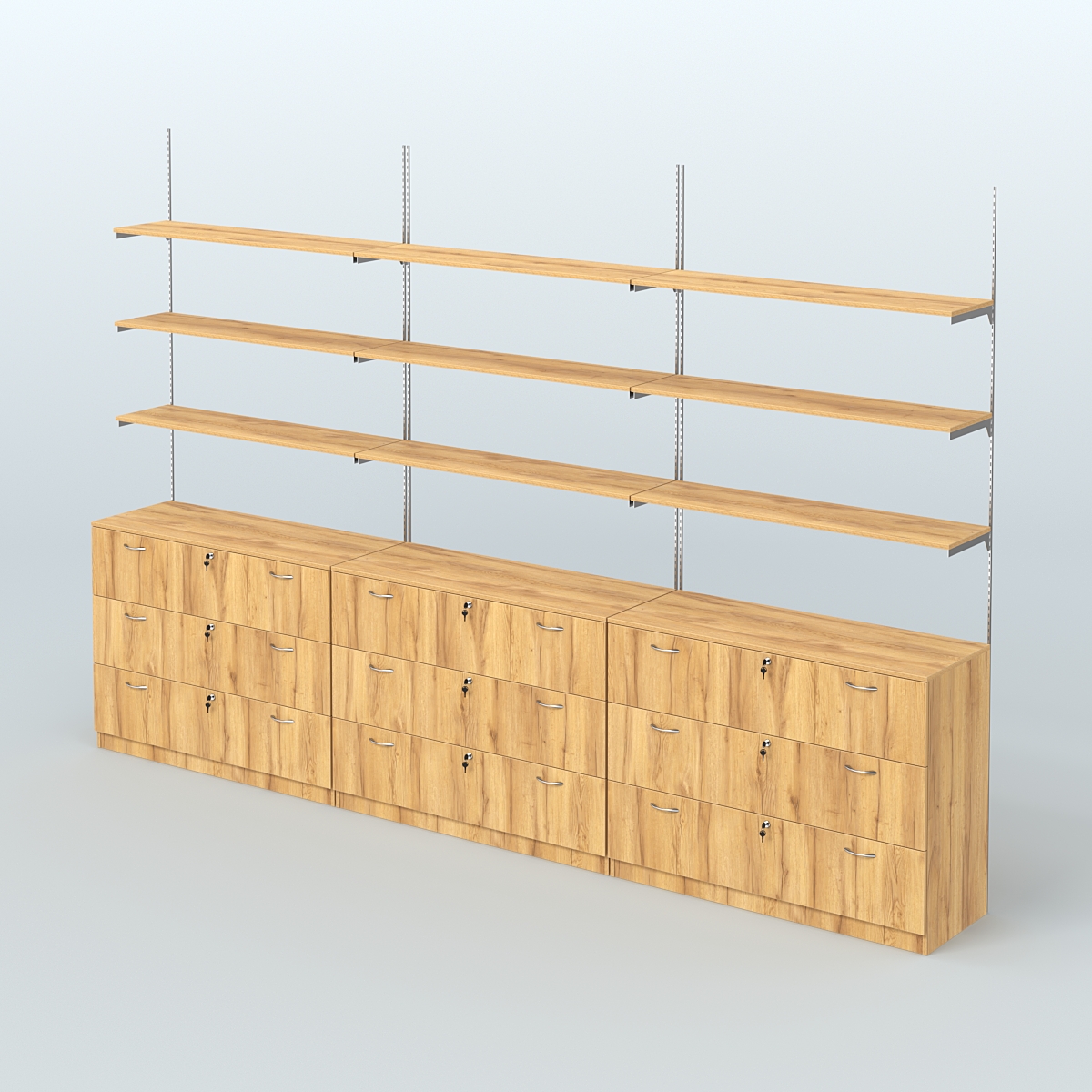 Система Neo Fix №7 с полками из ДСП и тумбами T-13 Дуб Золотистый