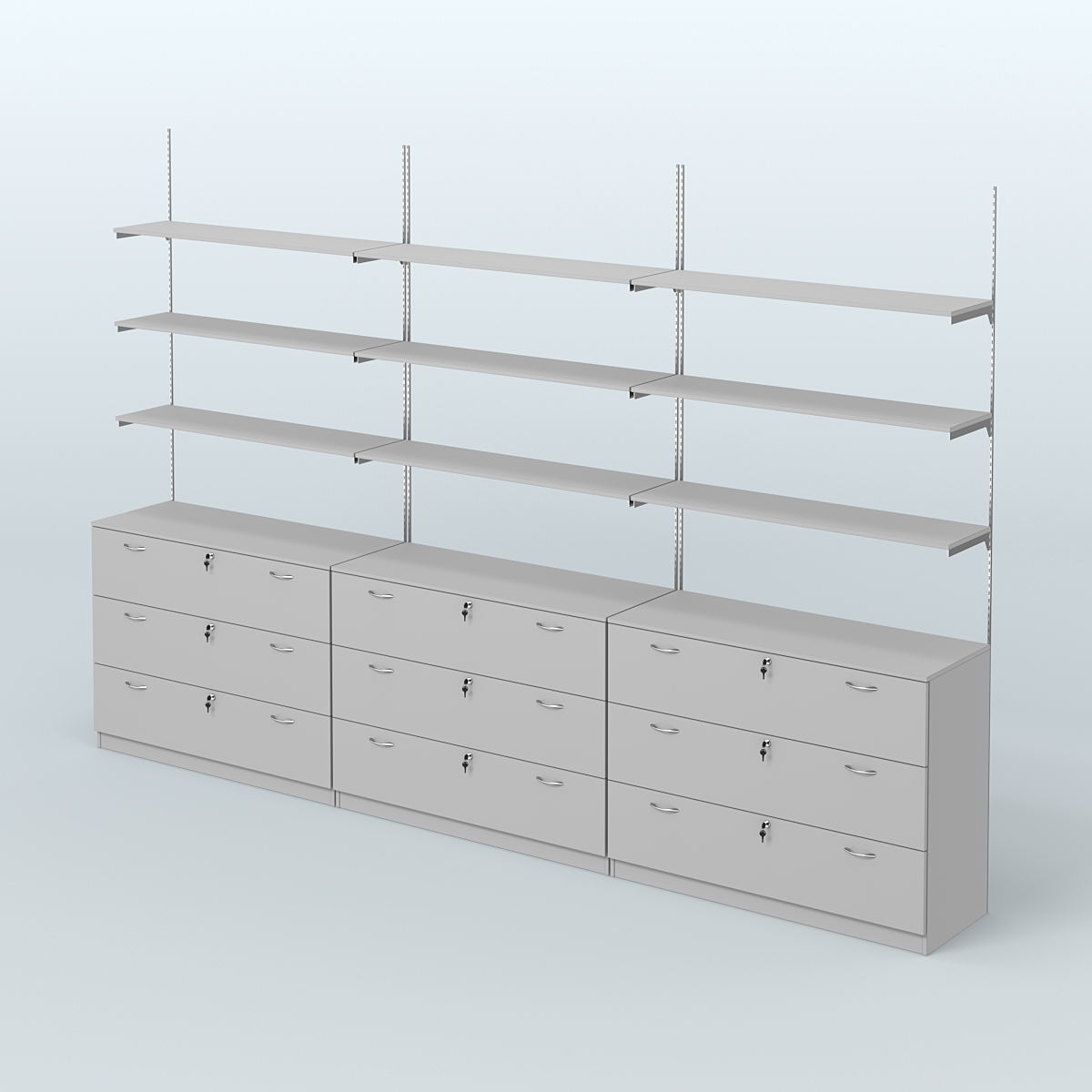 Система Neo Fix №7 с полками из ДСП и тумбами T-13 Серый