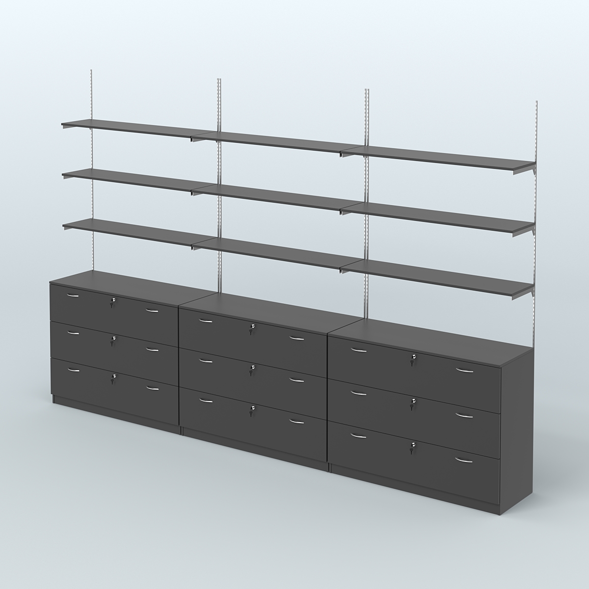 Система Neo Fix №7 с полками из ДСП и тумбами T-13 Черный