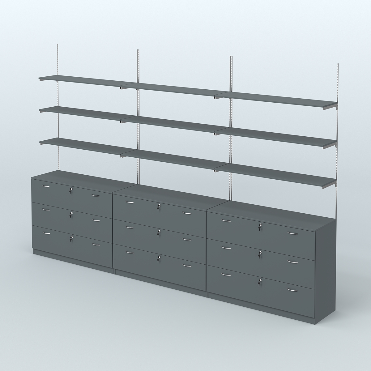 Система Neo Fix №7 с полками из ДСП и тумбами T-13 Темно-Серый