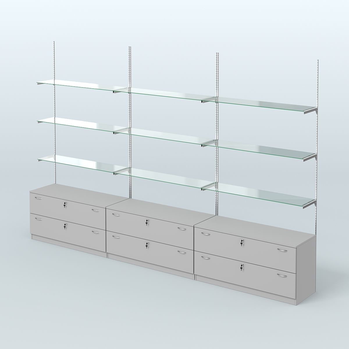 Система Neo Fix №8 со стеклянными полками и тумбами T-12 Серый