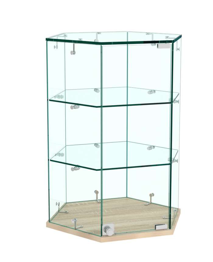 Витрина Истра настольная шестигранная №7 (прозрачная) Дуб сонома