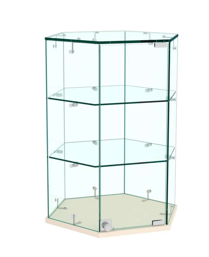 Витрина Истра настольная шестигранная №7 (прозрачная) Крем Вайс