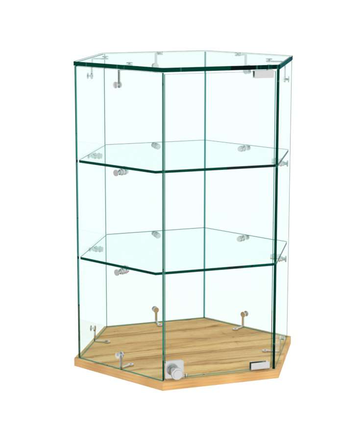 Витрина Истра настольная шестигранная №7 (прозрачная) Дуб Золотистый