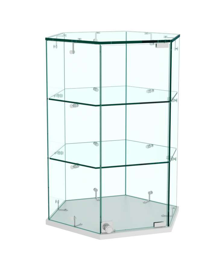 Витрина Истра настольная шестигранная №7 (прозрачная) Серый