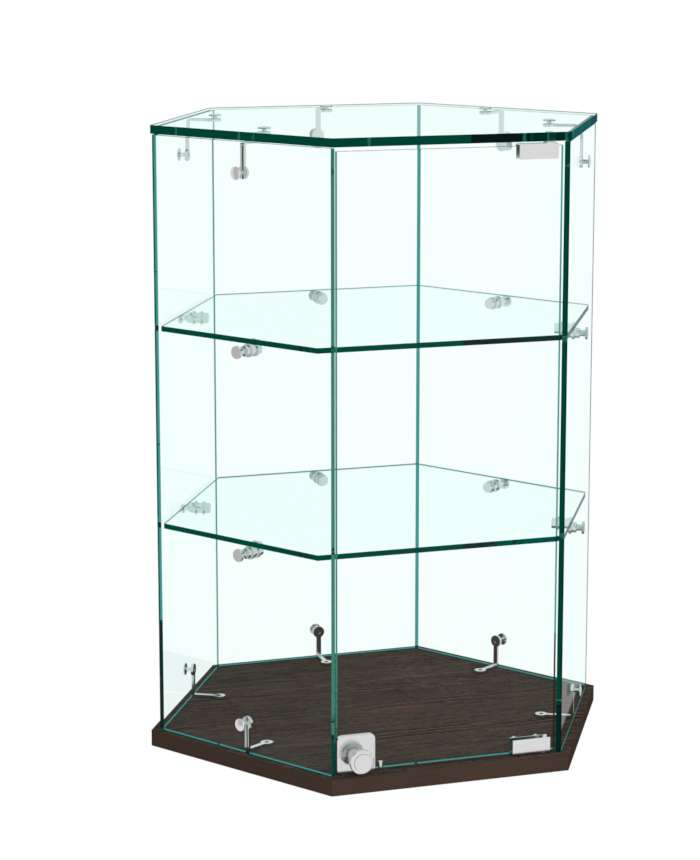 Витрина Истра настольная шестигранная №7 (прозрачная) Дуб Венге