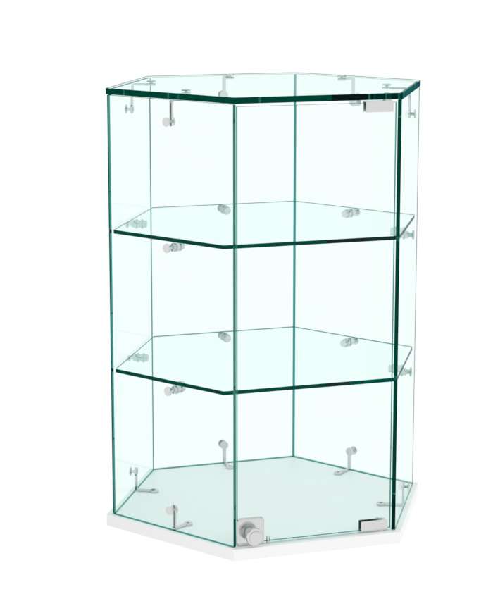 Витрина Истра настольная шестигранная №7 (прозрачная) Белый