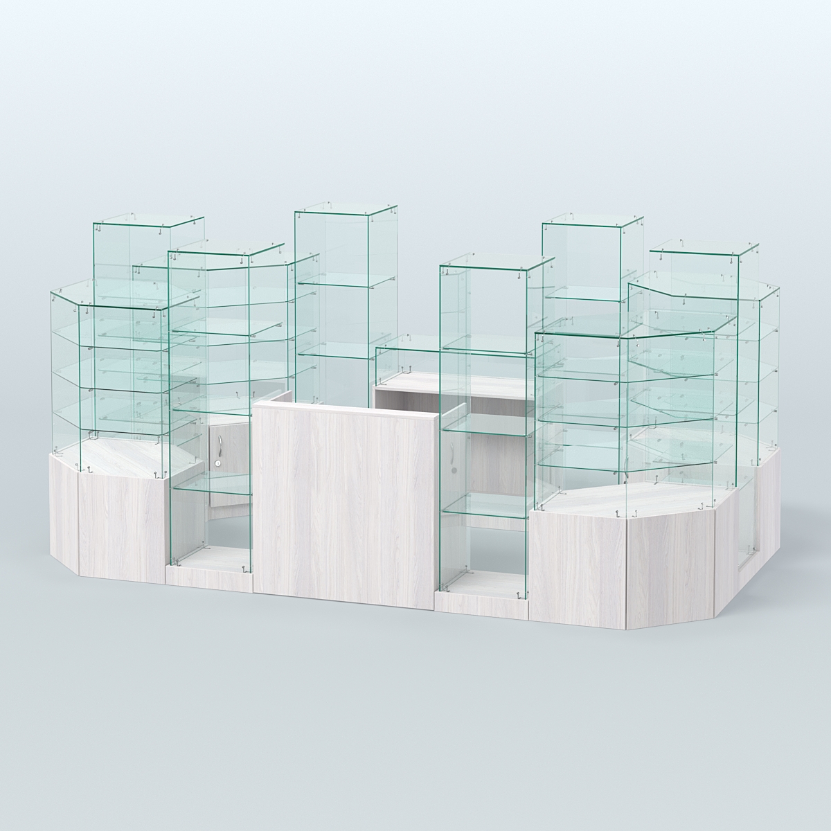 Павильон ИСТРА в центр зала №9 (открытый) (6, 8 кв.м) Ясень Анкор светлый