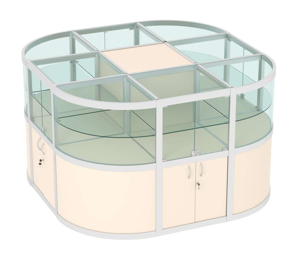 Прилавок-остров №3 (2,25 кв.м) Крем Вайс