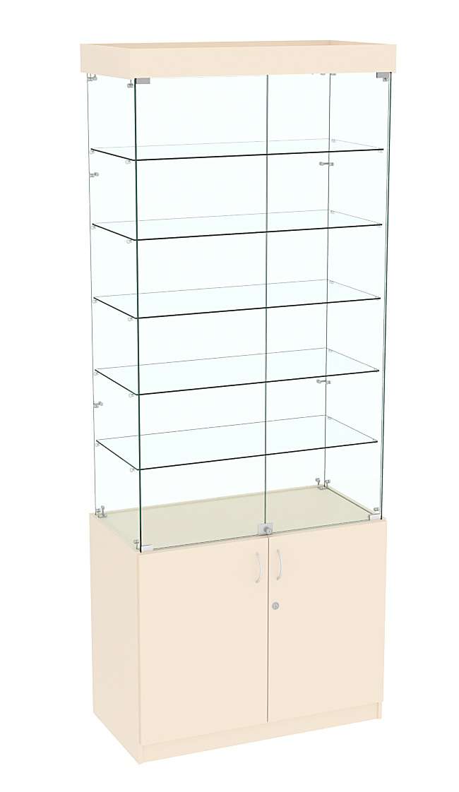 Высокая витрина ИСТРА №801 (задняя стенка - стекло) Крем Вайс