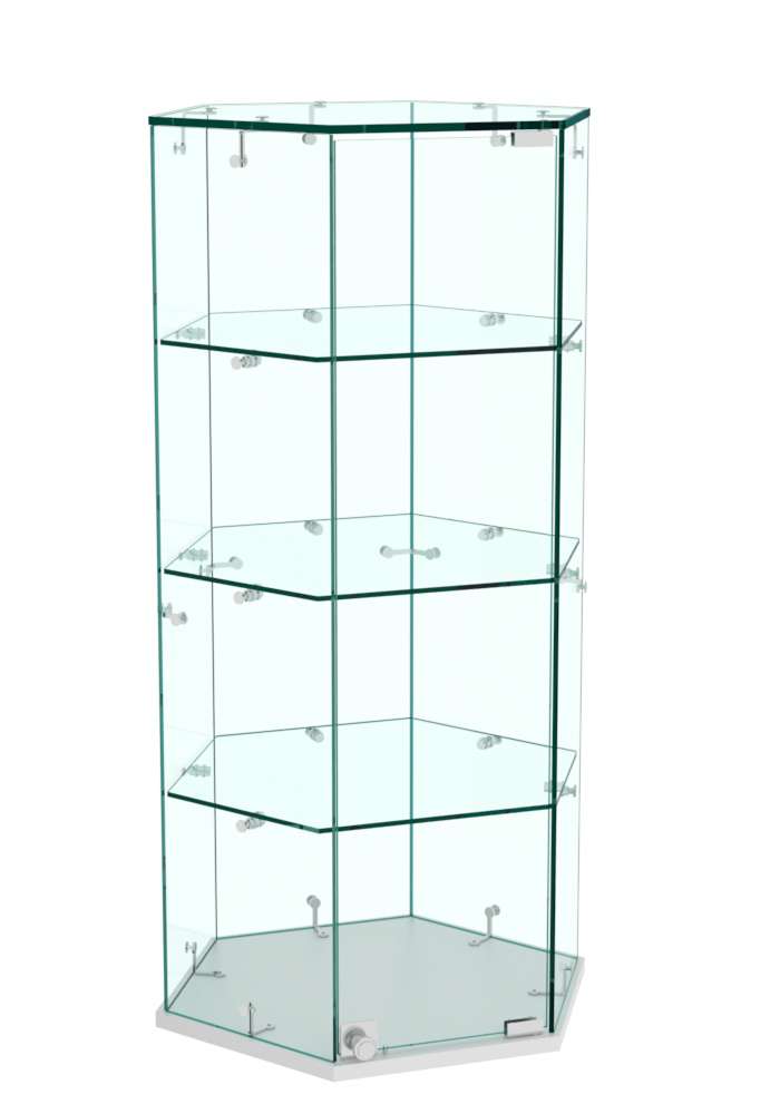 Витрина Истра настольная шестигранная №5 (прозрачная) Серый