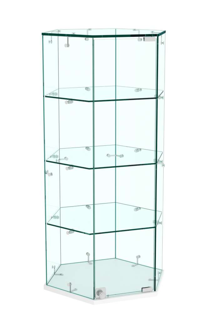 Витрина Истра настольная шестигранная №5 (прозрачная) Белый