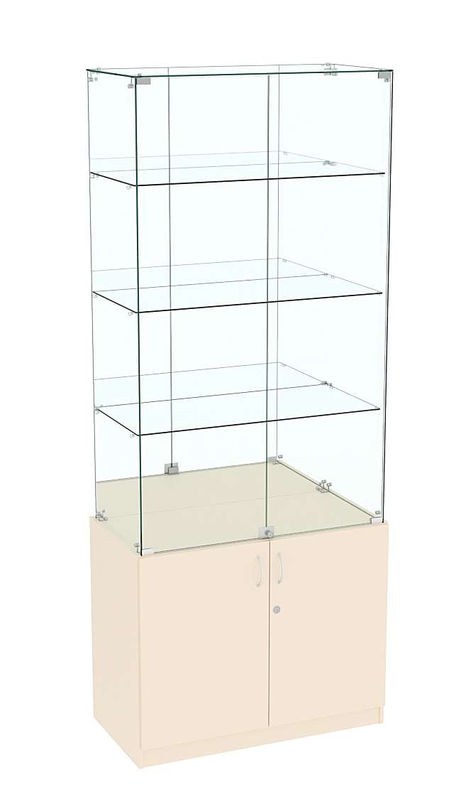 Высокая витрина ИСТРА №707 (задняя стенка - зеркало) Крем Вайс