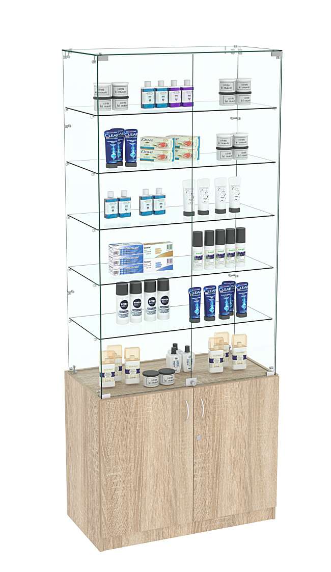 Высокая витрина ИСТРА №805 (задняя стенка - стекло) Дуб сонома