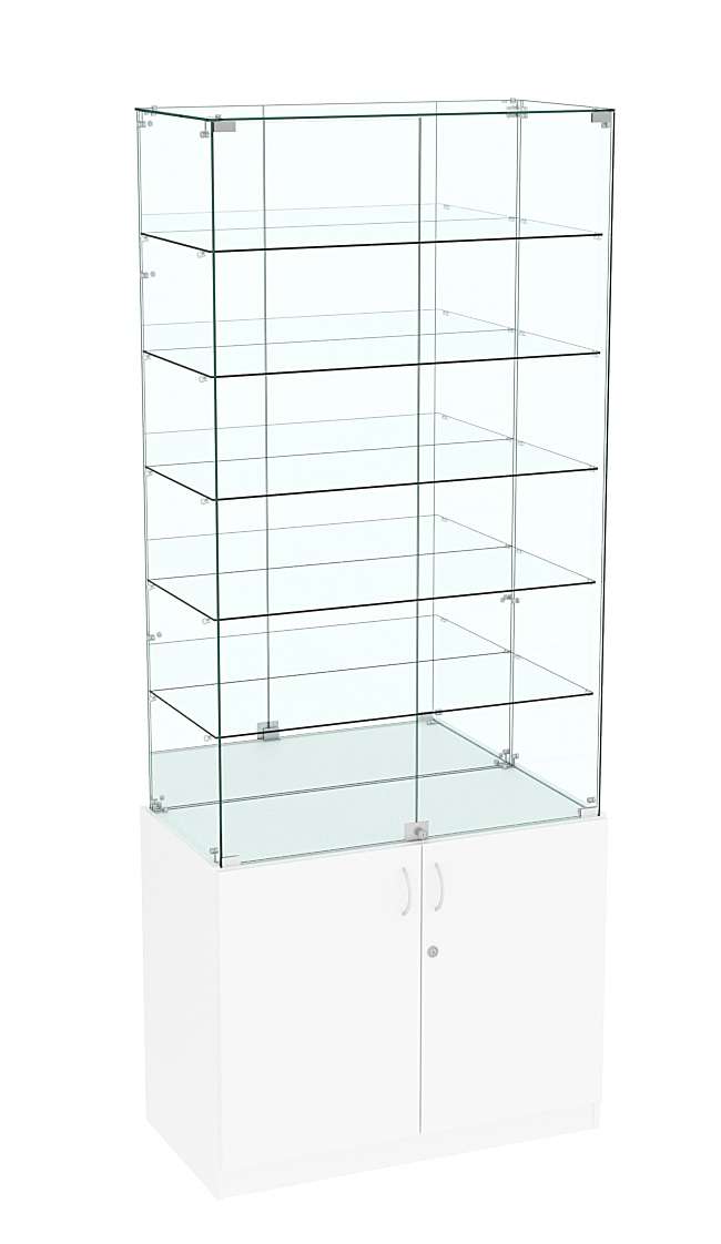 Высокая витрина ИСТРА №807 (задняя стенка - зеркало) Белый