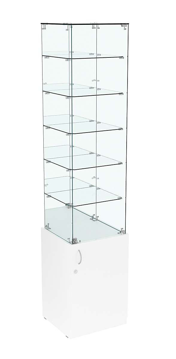 Высокая витрина ИСТРА №808 (задняя стенка - зеркало) Белый